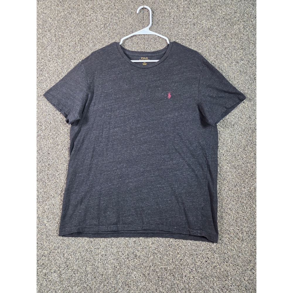 Polo‎ Ralph Lauren T-Shirt Men Large Charcoal Grey Heathered Pink Pony Logo